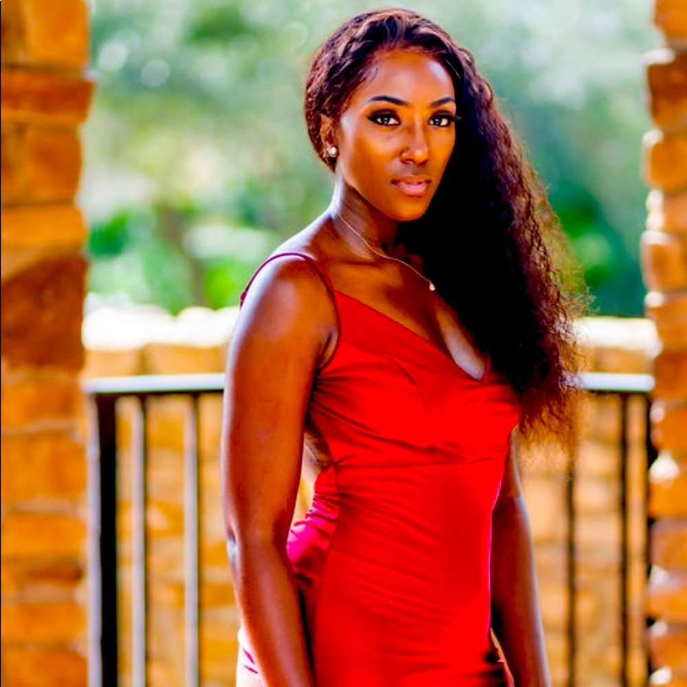 Red backless dress